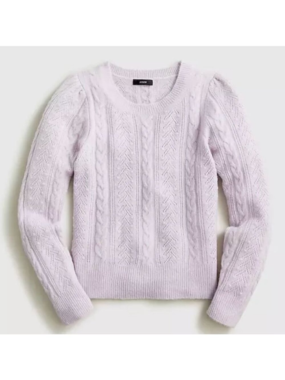 J.CREW pointelle cable knit crewneck sweater in lavender size XL